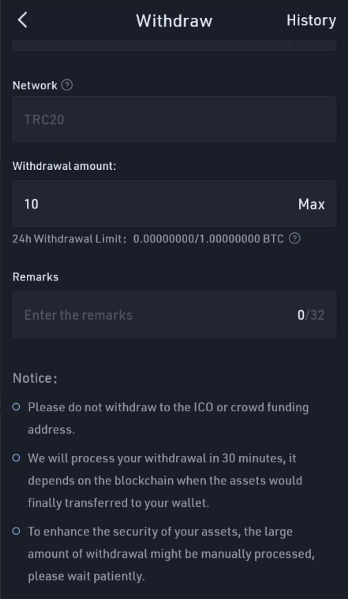 等待付款通过， 到币了，点击钱包，然后搜索 点击提现币就会到账 USDT, 点击USDT.png